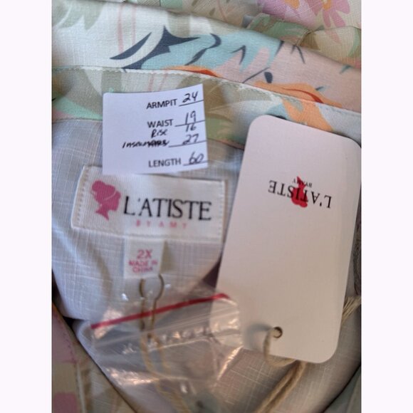 L'Atiste Floral Utility Jogger Jumpsuit Sz 2X Roll Tab Sleeve Cottagecore Casual - Picture 10 of 13